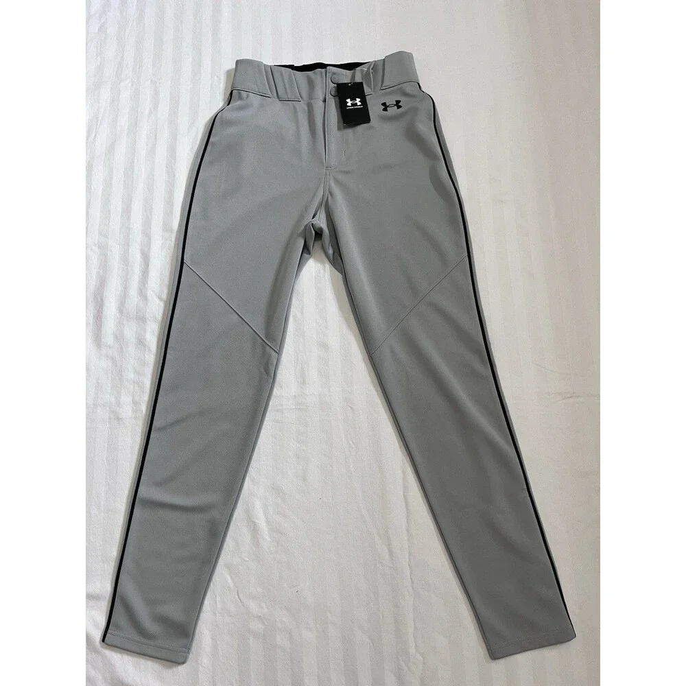 NEW Under Armour Men’s Utility Pants Relaxed Fit Gray Piped Baseball Size Small